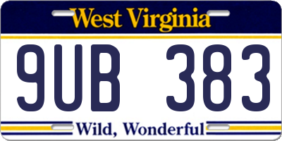 WV license plate 9UB383