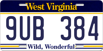 WV license plate 9UB384