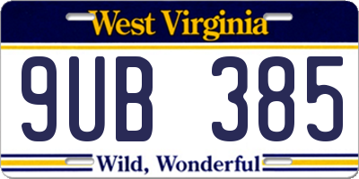 WV license plate 9UB385