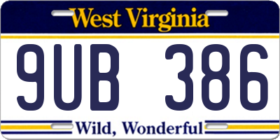 WV license plate 9UB386