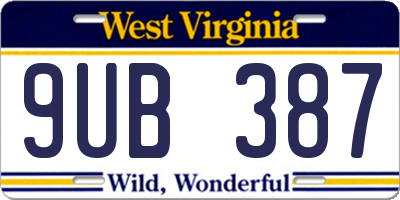 WV license plate 9UB387