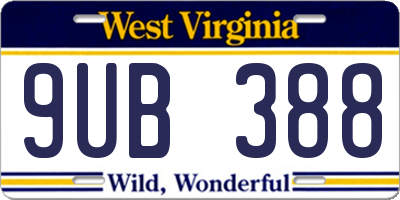 WV license plate 9UB388