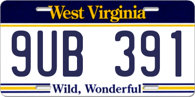 WV license plate 9UB391