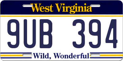 WV license plate 9UB394