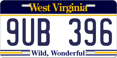 WV license plate 9UB396