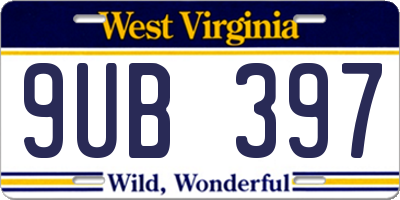 WV license plate 9UB397
