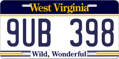 WV license plate 9UB398