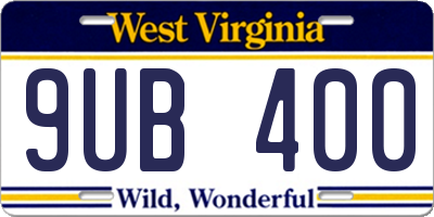 WV license plate 9UB400