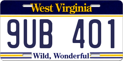 WV license plate 9UB401