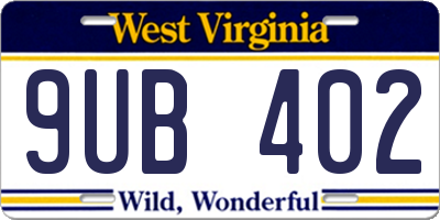 WV license plate 9UB402