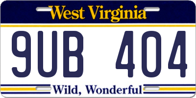 WV license plate 9UB404