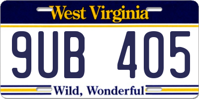 WV license plate 9UB405