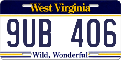 WV license plate 9UB406