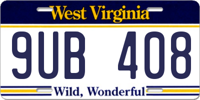 WV license plate 9UB408