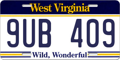 WV license plate 9UB409