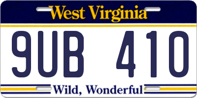 WV license plate 9UB410