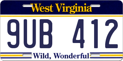 WV license plate 9UB412