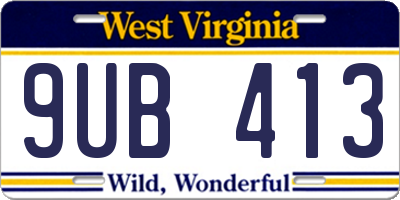 WV license plate 9UB413