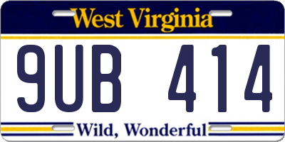WV license plate 9UB414