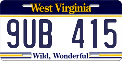 WV license plate 9UB415