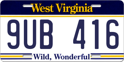 WV license plate 9UB416