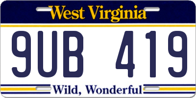 WV license plate 9UB419