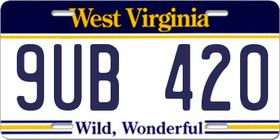 WV license plate 9UB420