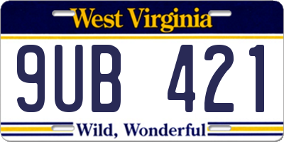 WV license plate 9UB421