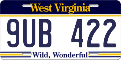 WV license plate 9UB422