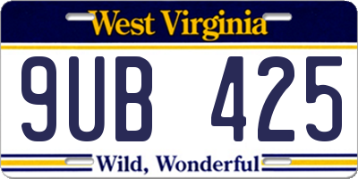 WV license plate 9UB425