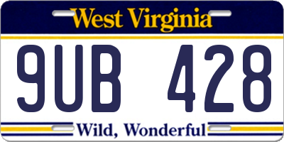 WV license plate 9UB428