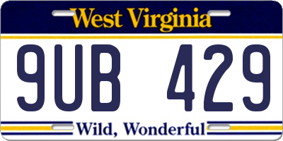 WV license plate 9UB429