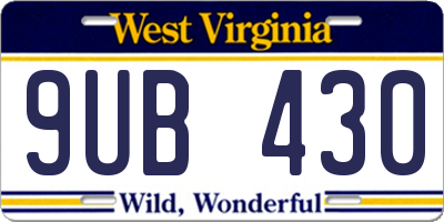 WV license plate 9UB430