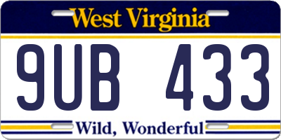 WV license plate 9UB433
