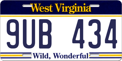 WV license plate 9UB434