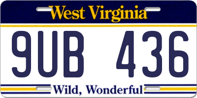 WV license plate 9UB436