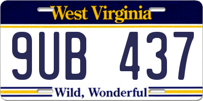 WV license plate 9UB437