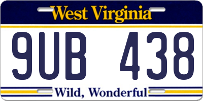 WV license plate 9UB438