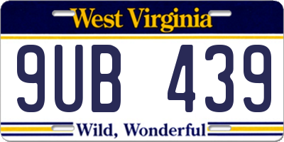 WV license plate 9UB439