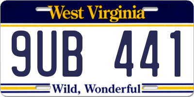 WV license plate 9UB441