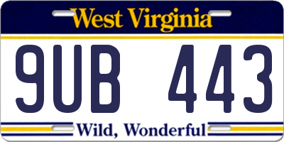 WV license plate 9UB443