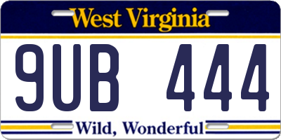 WV license plate 9UB444