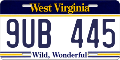 WV license plate 9UB445