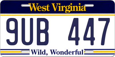 WV license plate 9UB447