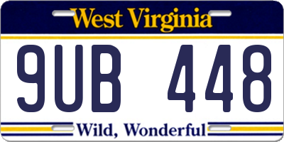 WV license plate 9UB448
