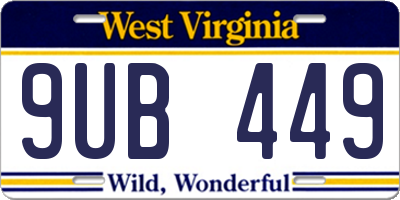 WV license plate 9UB449
