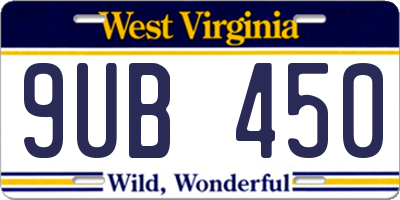WV license plate 9UB450