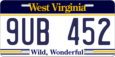 WV license plate 9UB452