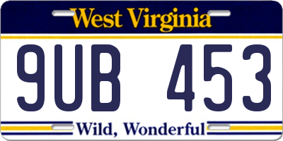 WV license plate 9UB453
