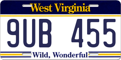 WV license plate 9UB455